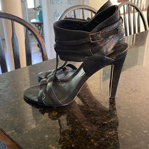 Black Leather Ankle Cuff Sandals
